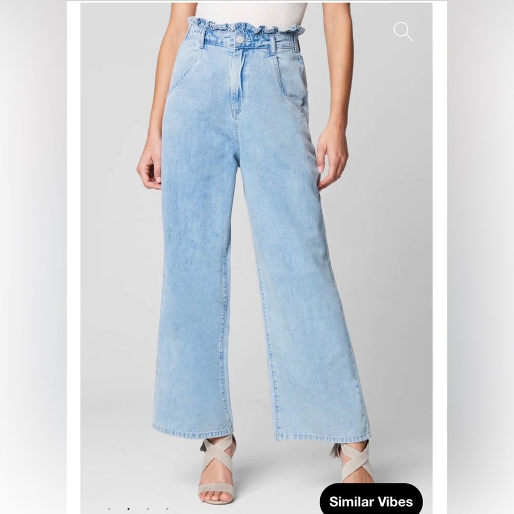 Blank NYC Women’s Paper bag Wide Leg Jean Elastic Waistband Cotton Nwt - Picture 2 of 13